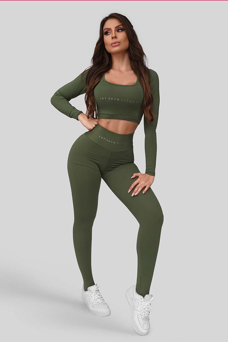 Army green athletic leggings hotsell